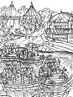 Иоанн IV посылает суда с осадными орудиями на Казань